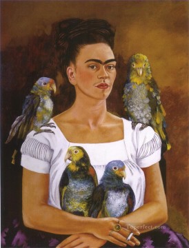 Frida Kahlo Painting - Me and My Parrots feminism Frida Kahlo